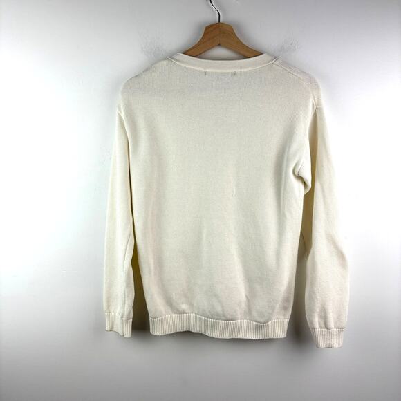 QUINCE Organic Cotton Cardigan – Cream V-Neck Oversized – 12- Back to School - Picture 3 of 7
